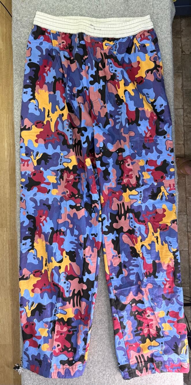 Vintage 80s 90s Ocean Motion Abstract Camo Surf Beach Pants Drawstring Cuffs